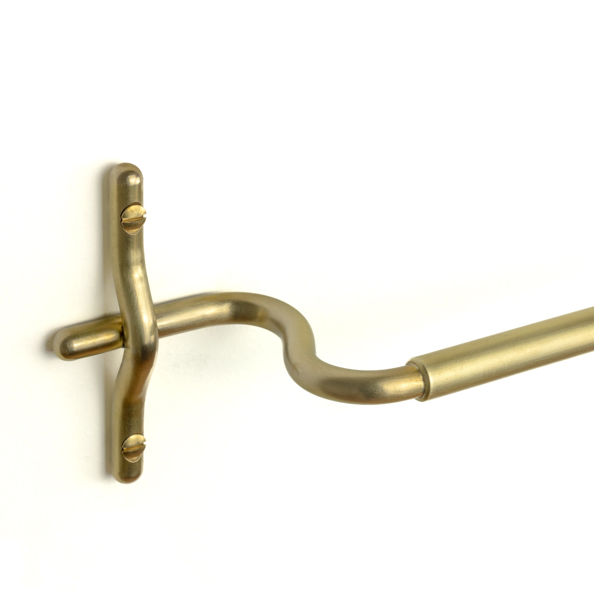 Brass towel bar mounting detail