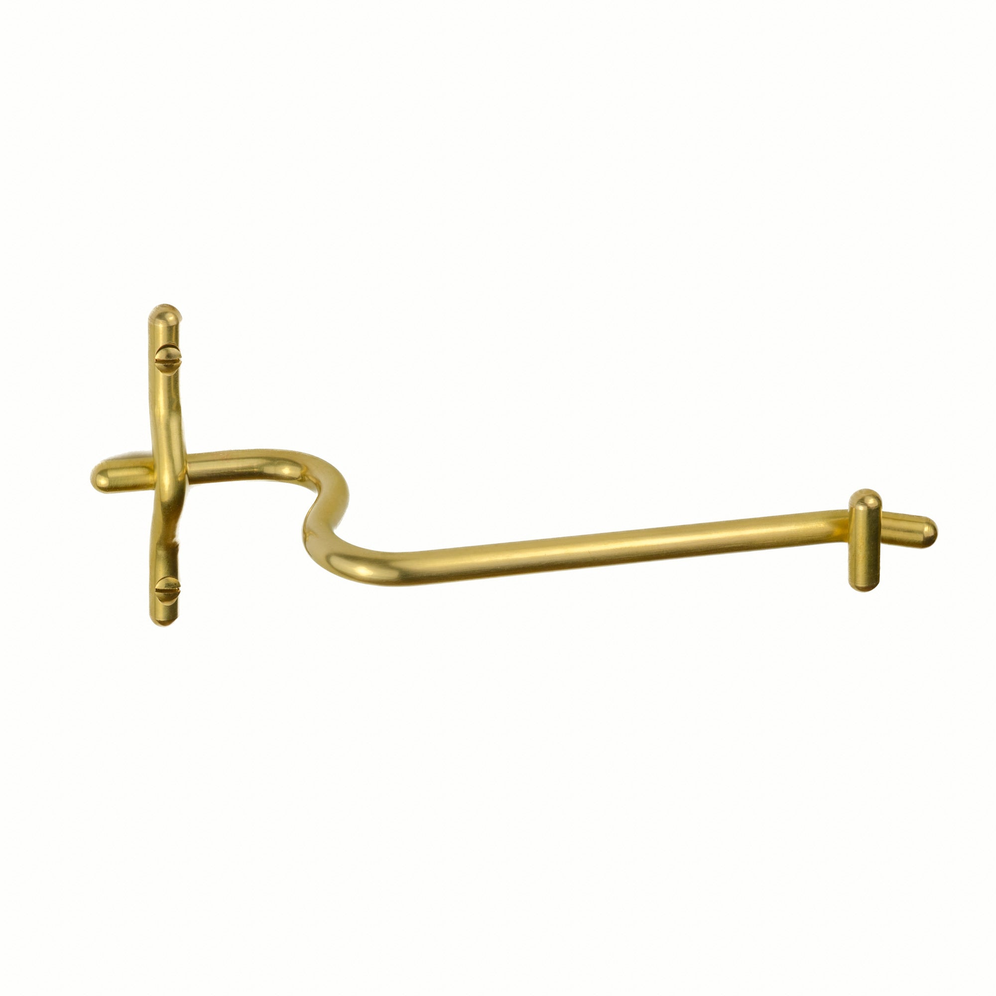 Hand-finished unlacquered brass toilet roll holder, made in Vancouver